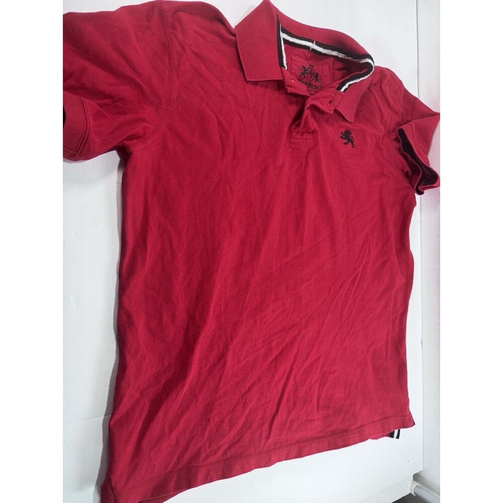 Express Polo Shirt Mens XL Red Modern Fit Pique Cotton Black Lion Logo Top Tee